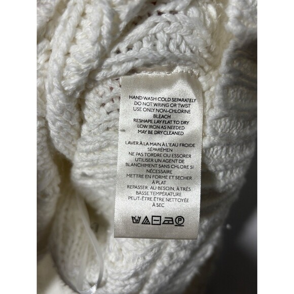 Free People Isla Sweater Women's Large Ivory White Chunky Cable Tunic Oversized - Picture 10 of 16